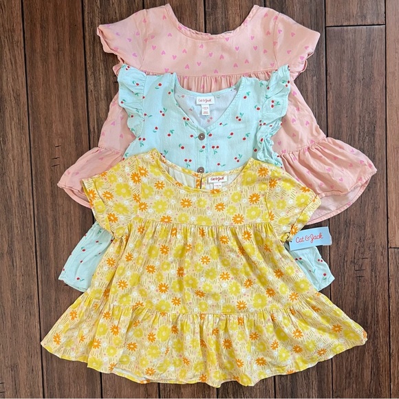 Cat & Jack Other - Bundle (3) Youth Girls 10 12 Floral Tops Tiered Girlie Summer Cat Jack Cherries